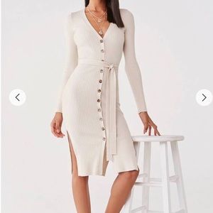 Ribbed Black Button-Down Sweater Dress M